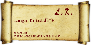 Langa Kristóf névjegykártya