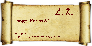 Langa Kristóf névjegykártya